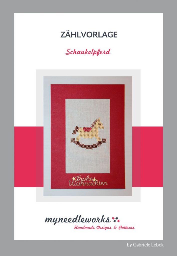 Kreuzstich für Weihnachten | Stickvorlage | Kreativblog myneedleworks | kostenfreie Stickvorlage Schaukelpferd
