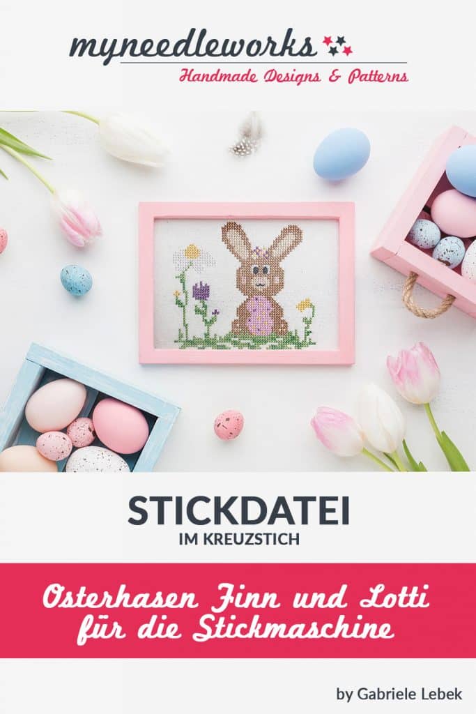 Stickmotive für Ostern; Osterhasen Finn und Lotti von myneedleworks | Pinterest
