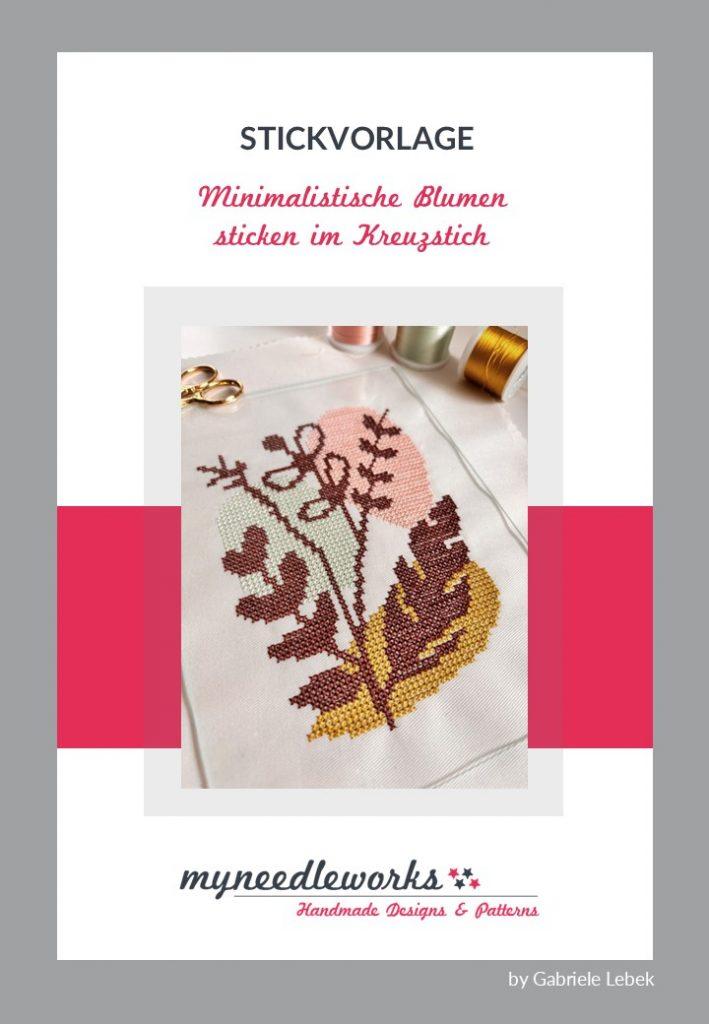 Minimalistische Blumen sticken im Kreuzstich | Line Art sticken | Stickvorlage | erhältlich bei makerist und CrazyPatterns | Kreativblog myneedleworks